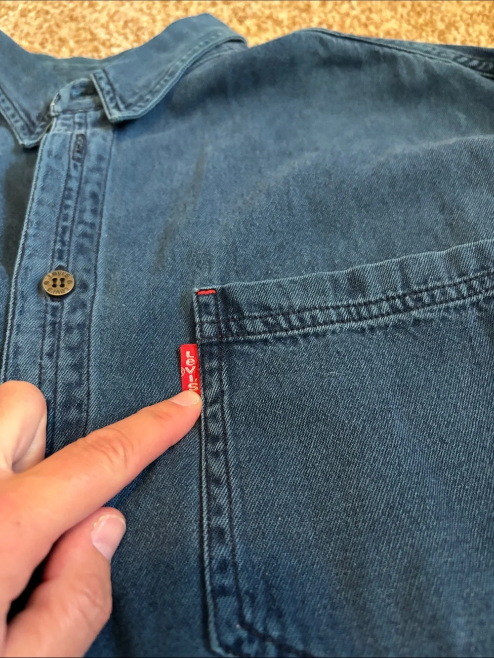 Levi's || Vintage Indigo Blue Denim Button Down Shirt Size L